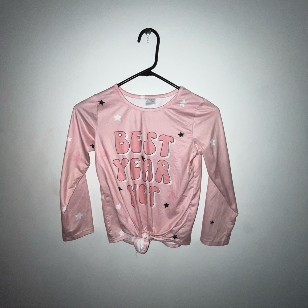 Girls kids Pink Long Sleeve Graphic Tee